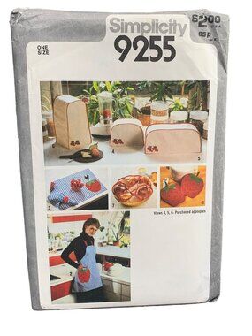 Simplicity 9255 Kitchen Appliance Covers Potholder Apron Sewing Pattern Uncut